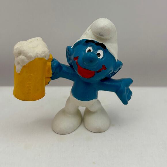 Smurfs Beer Smurf Vintage PVC Figure Peyo Schleich 1975 - Picture 1 of 7